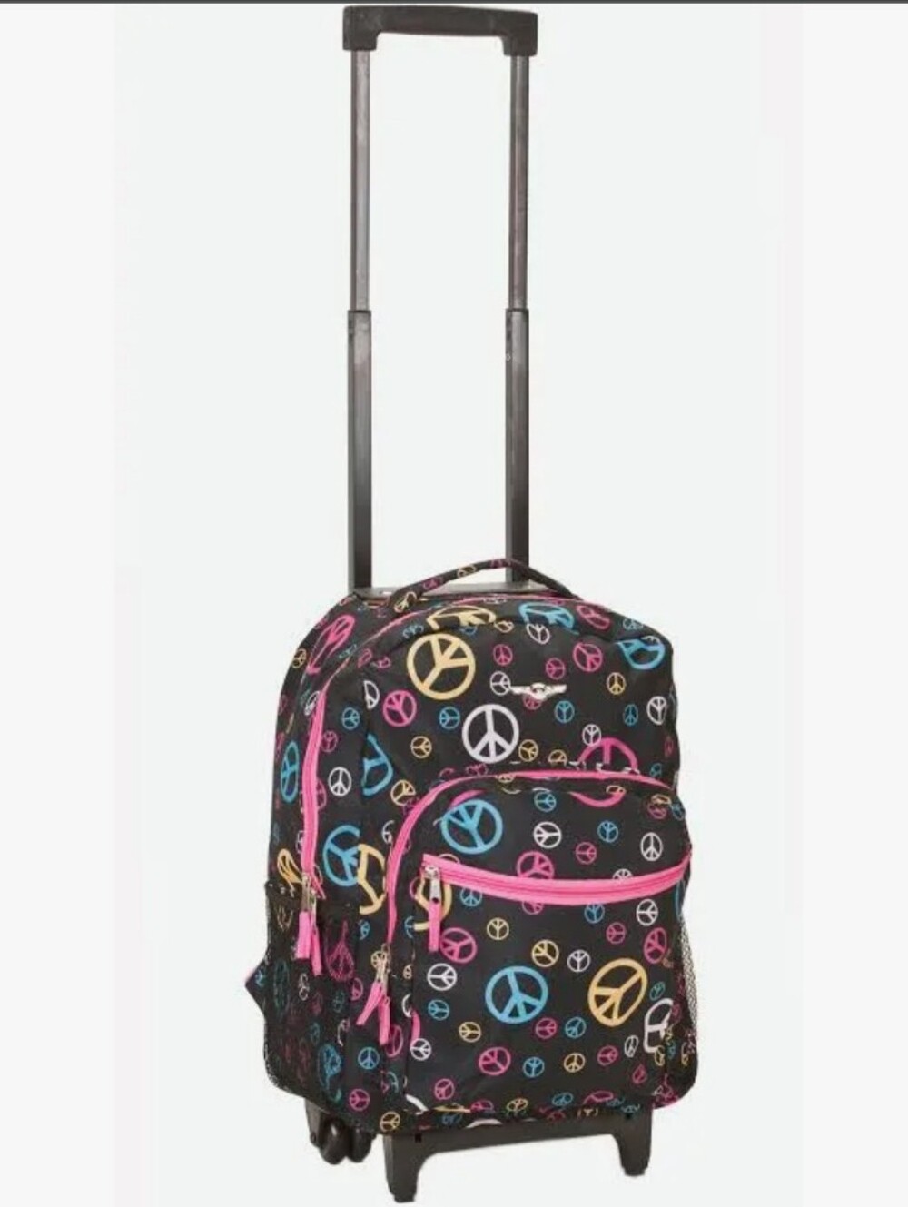 Rockland 17" Rolling Backpack - Peace Sign Print